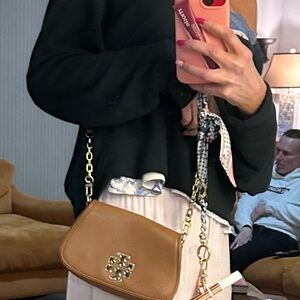 Tory Burch Tan Leather Crossbody with Gold Logo